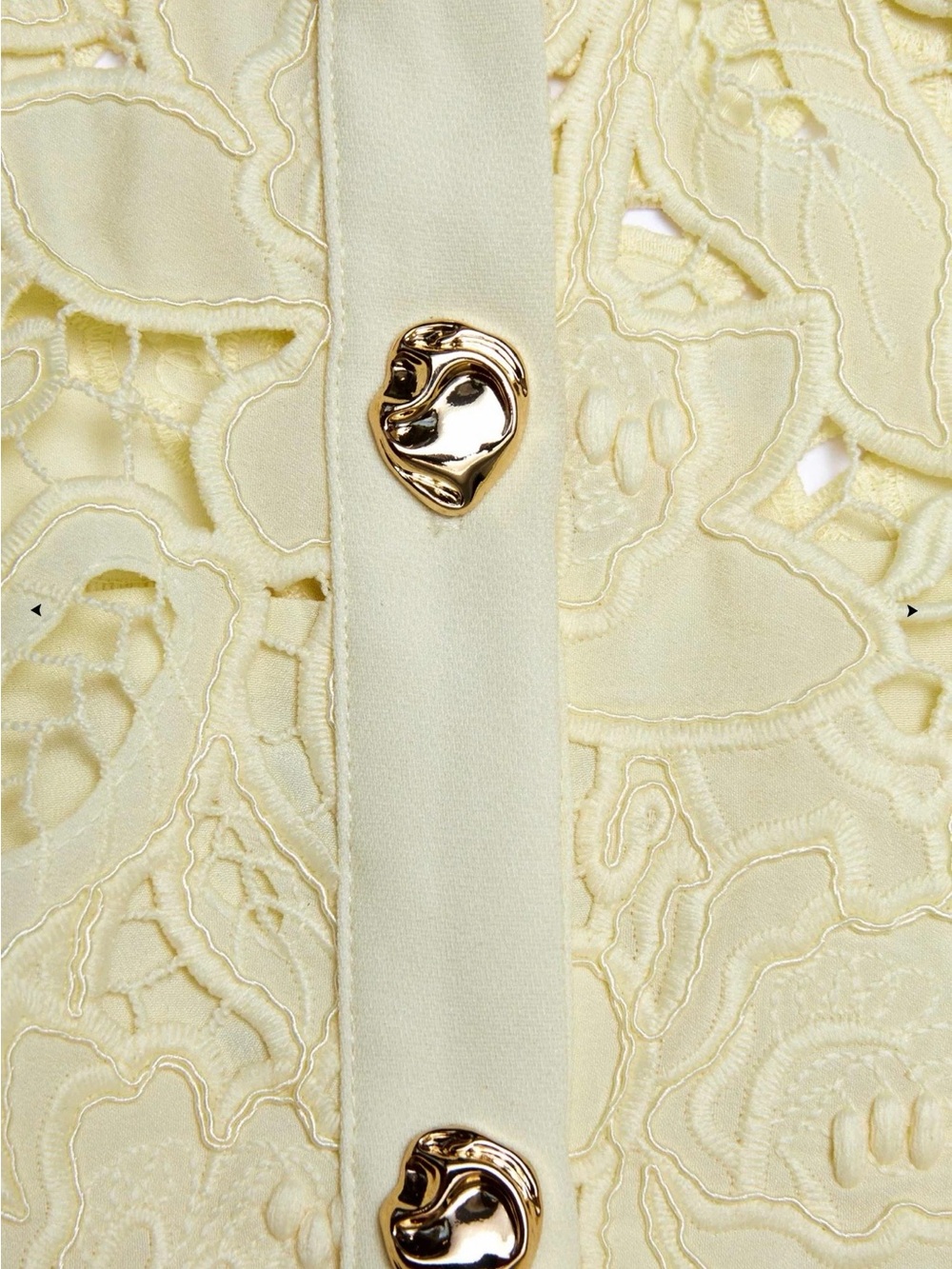 Self-Portrait Pale Yellow Lace Button-Front Midi Dress - Picture 4 of 4